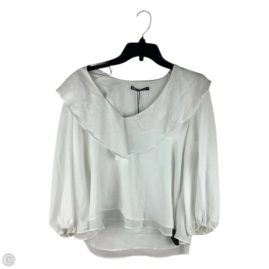 Top Long Sleeve By Zara In White, Size: S