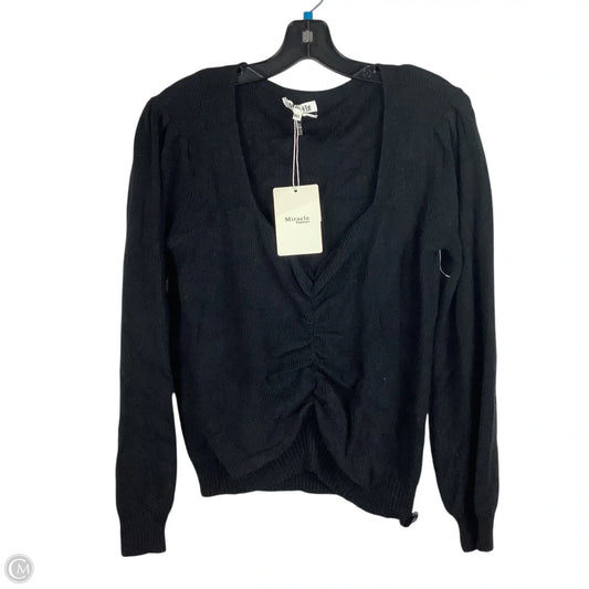 Top Long Sleeve By Miracle In Black, Size: M