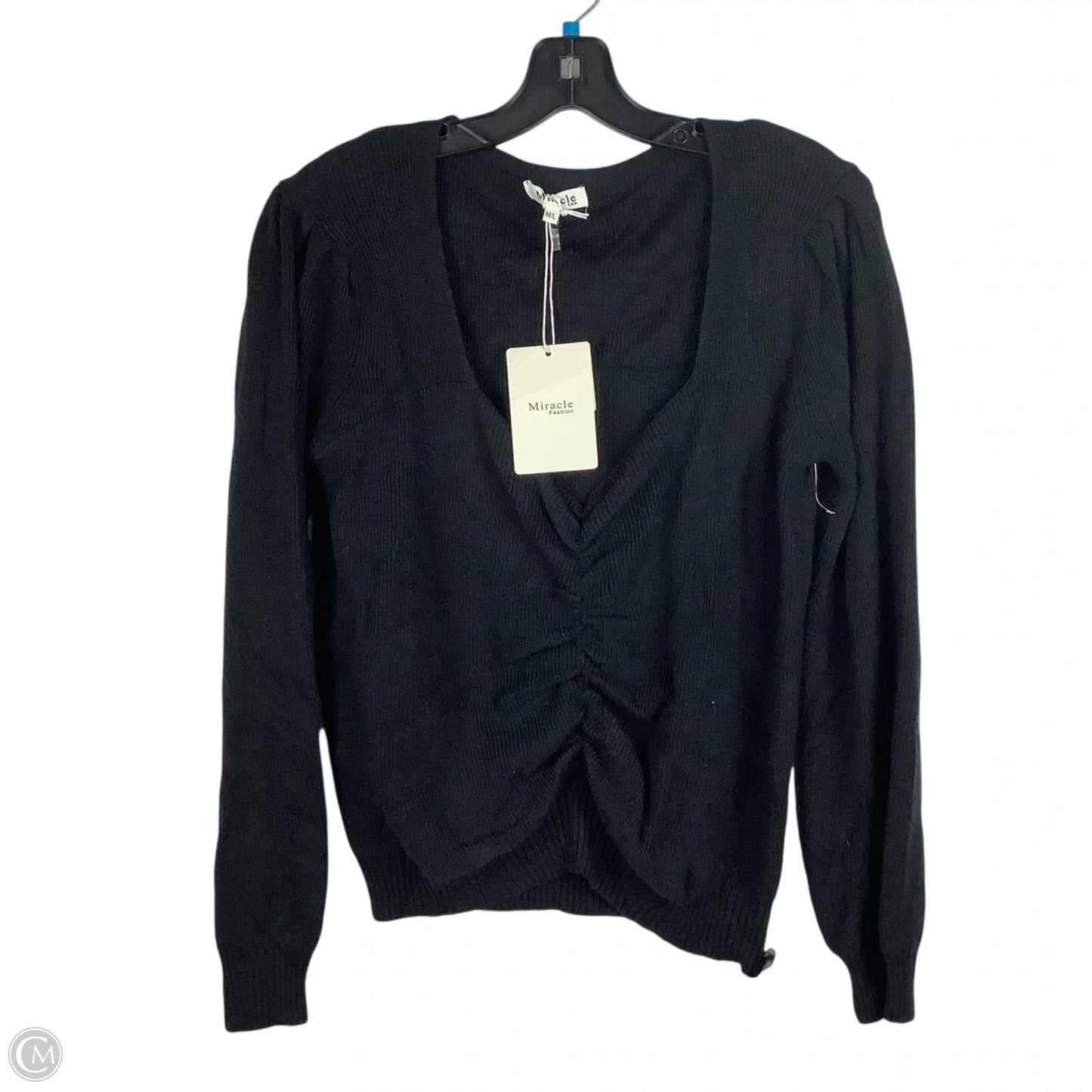 Top Long Sleeve By Miracle In Black, Size: M