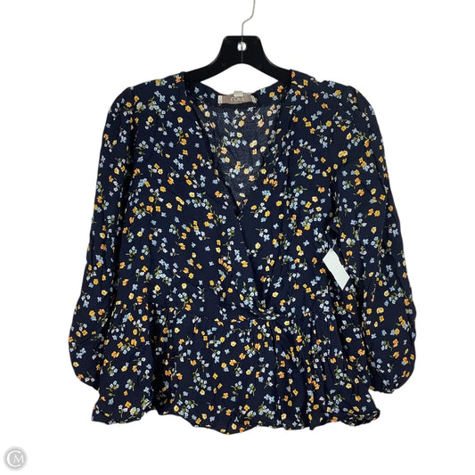 Top Long Sleeve By Loft In Floral Print, Size: L