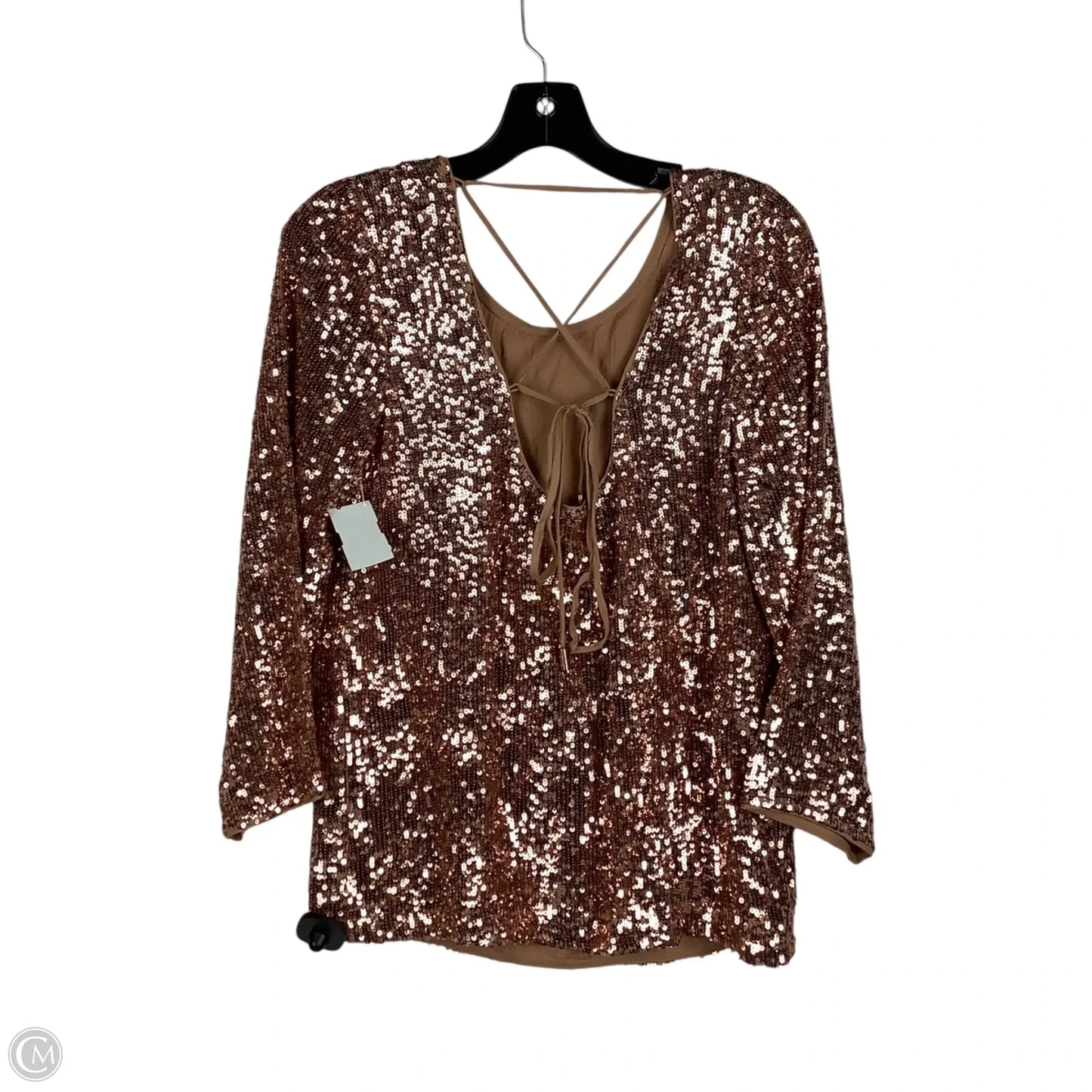 Top Long Sleeve By Anthropologie In Rose Gold, Size: Large