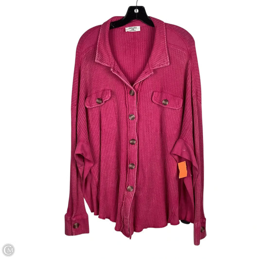 Top Long Sleeve By Zenana Outfitters In Pink, Size: L