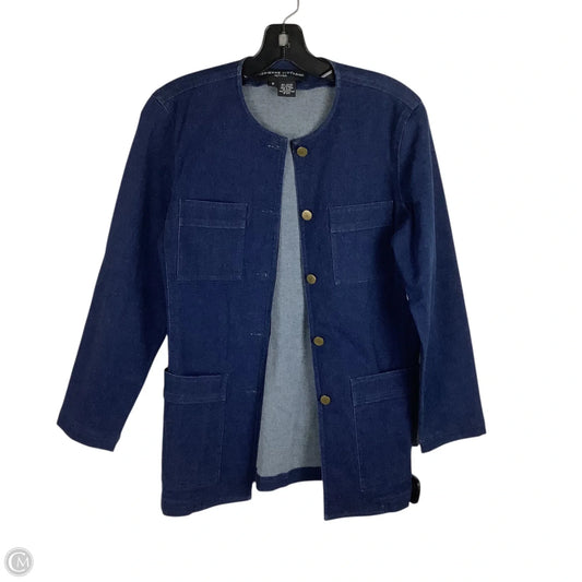 Top Long Sleeve/Jacket By Adrienne Vittadini In Blue Denim, Size: S petite