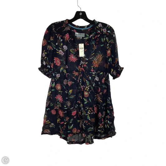Top Short Sleeve By Anthropologie In Navy, Size: Xxs
