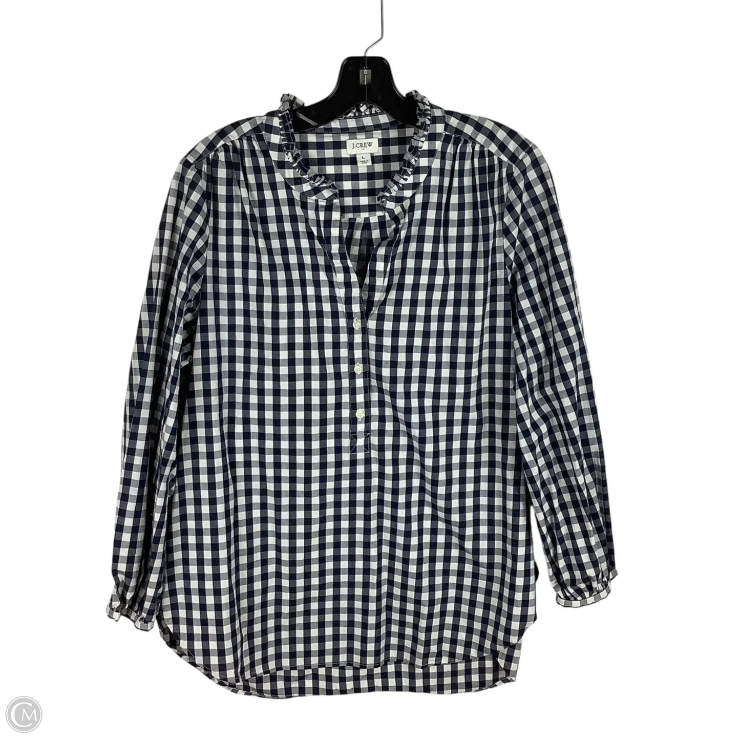 Top Long Sleeve By J. Crew In Checkered Pattern, Size: L