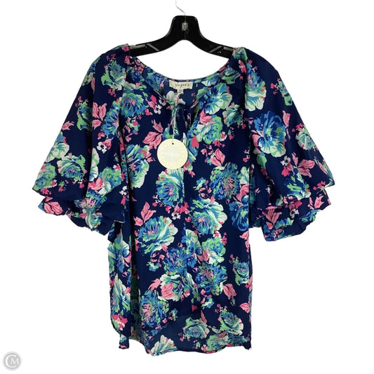 Top Long Sleeve By Umgee In Floral Print, Size: 1X