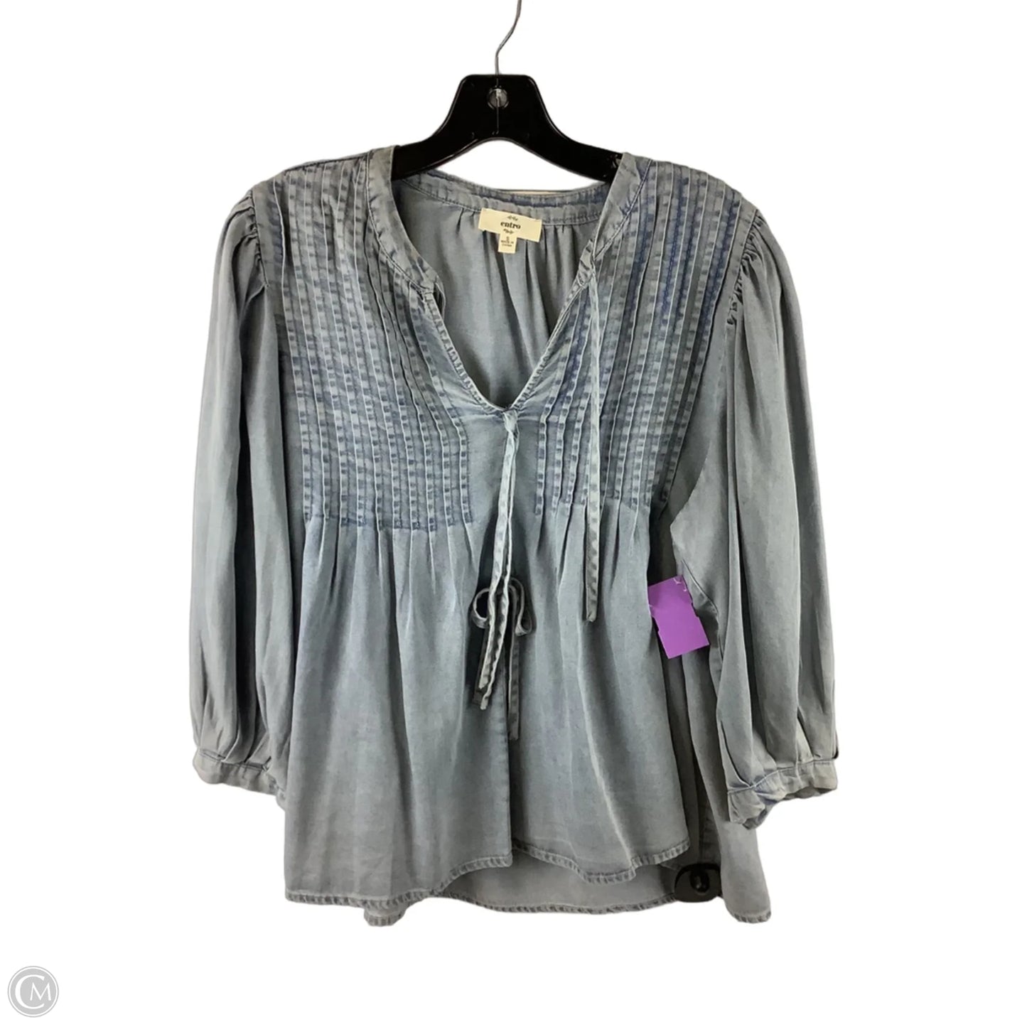 Top Long Sleeve By Entro In Blue Denim, Size: S