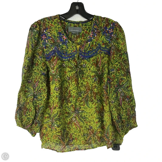 Top Long Sleeve By Anthropologie In Green, Size: S