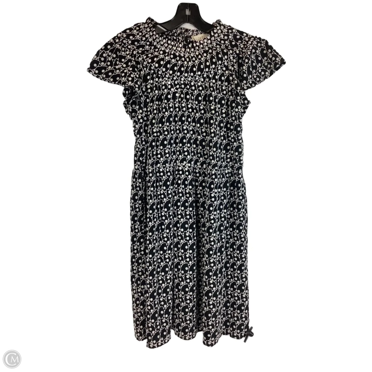 Dress Party Midi By Loft In Black & White, Size: Xs