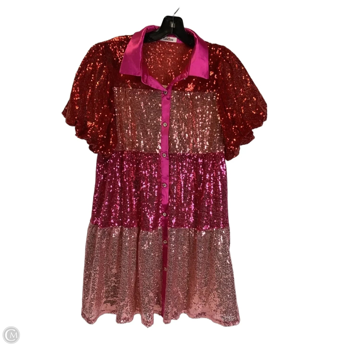 Dress Party Short By Geegee In Pink & Red, Size: L