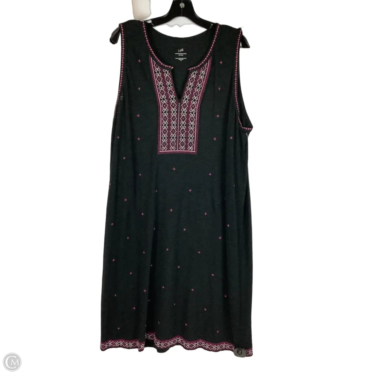 Dress Casual Midi By J. Jill In Black & Purple, Size: Xl
