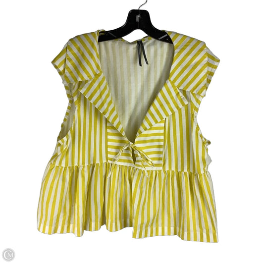Top Sleeveless By Anthropologie In White & Yellow, Size: Xl