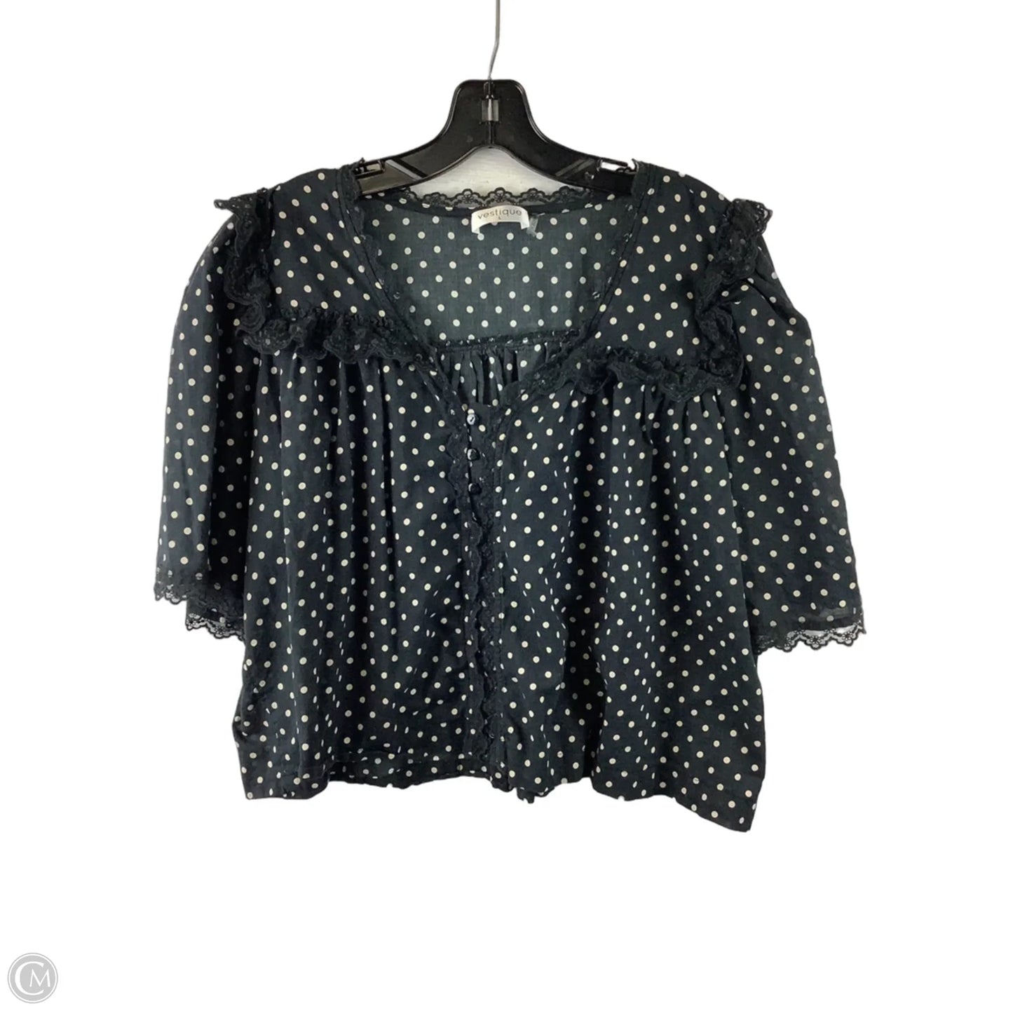 Top Short Sleeve By Vestique In Polkadot Pattern, Size: L