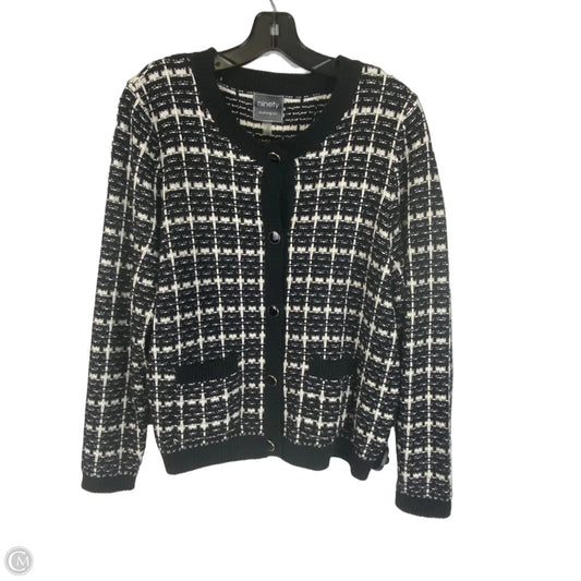 Cardigan By Clothes Mentor In Black & White, Size: L