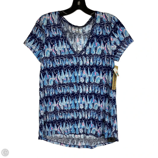 Top Short Sleeve Designer By Lilly Pulitzer In Blue, Size: S