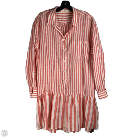 Dress Casual Midi By Clothes Mentor In 100% Linen Striped Pattern, Size: M