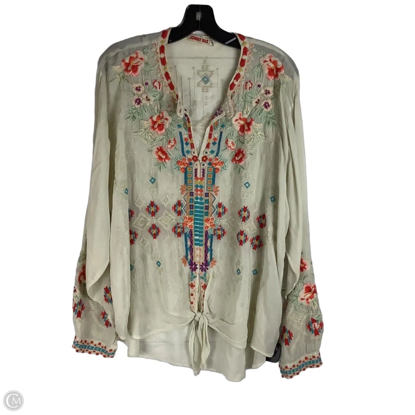 Top Long Sleeve By Johnny Was In Floral Print, Size: Xl