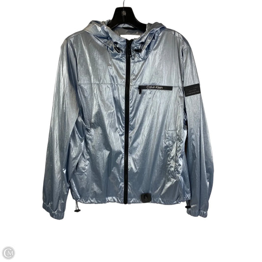 Athletic Jacket By Calvin Klein In Blue, Size: L
