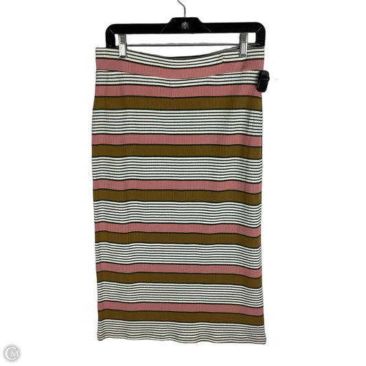 Skirt Midi By Loft In Striped Pattern, Size: M