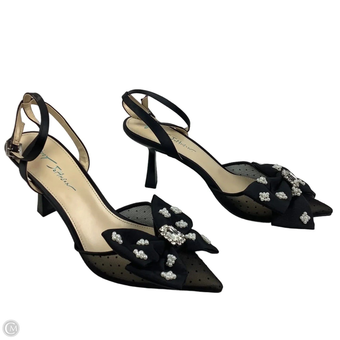 Sandals Heels Kitten By Betsey Johnson In Black, Size: 9.5
