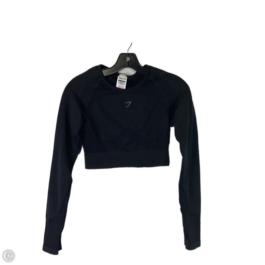 Athletic Top Long Sleeve Collar By Gym Shark In Black, Size: M