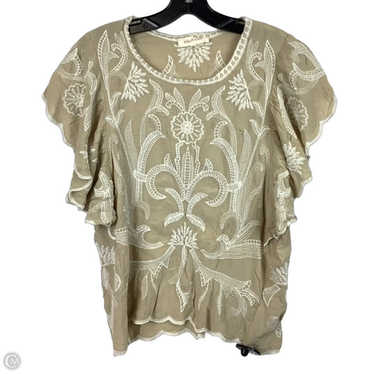 Top Short Sleeve By Solitaire In Beige, Size: M
