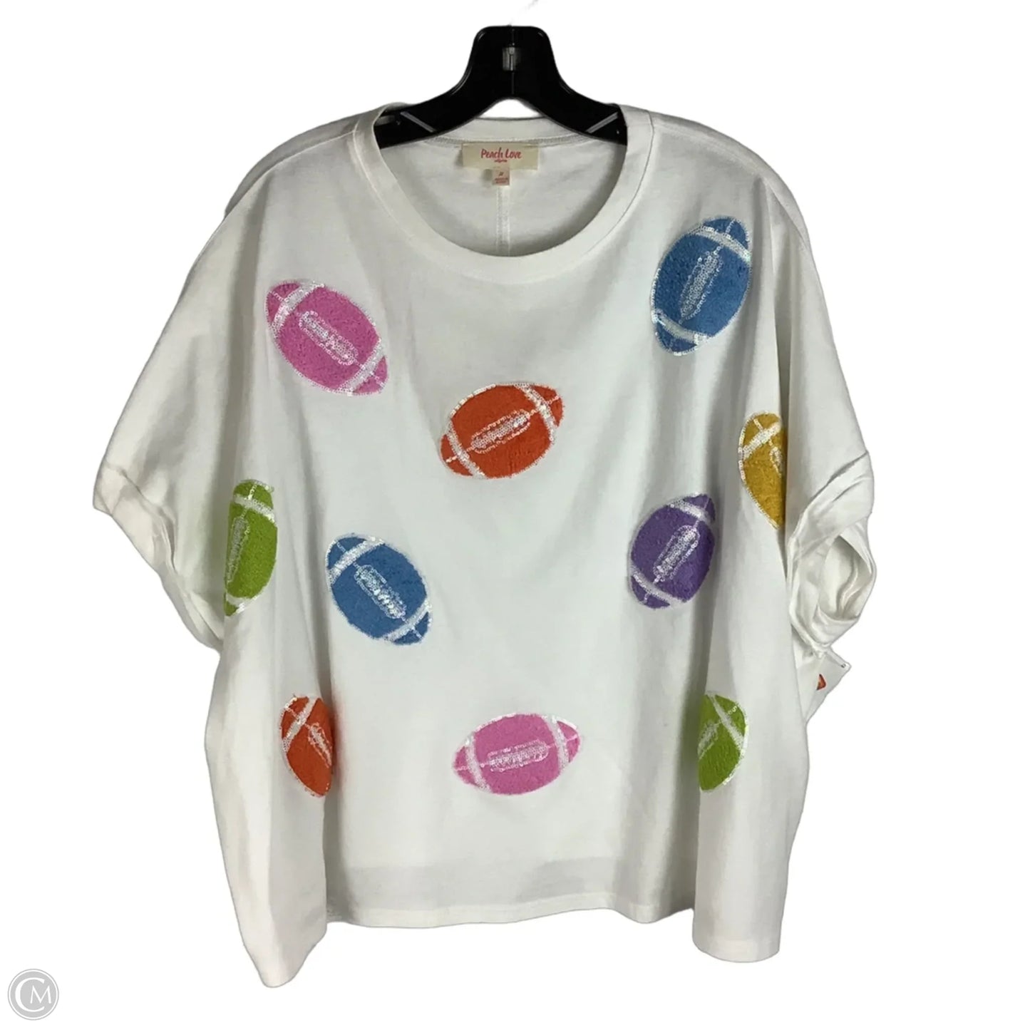 Top Short Sleeve By Peach Love Cream California In White, Size: M