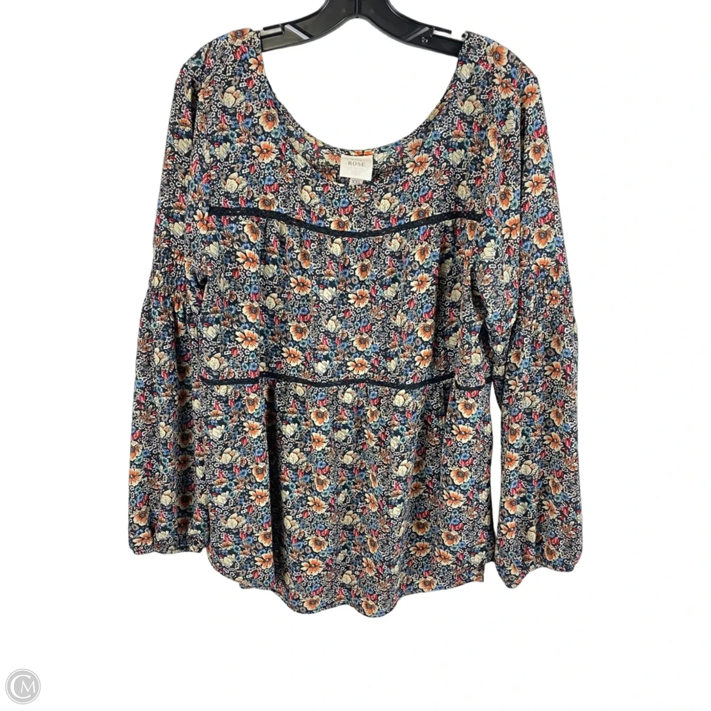 Top Long Sleeve By Knox Rose In Floral Print, Size: Xxl