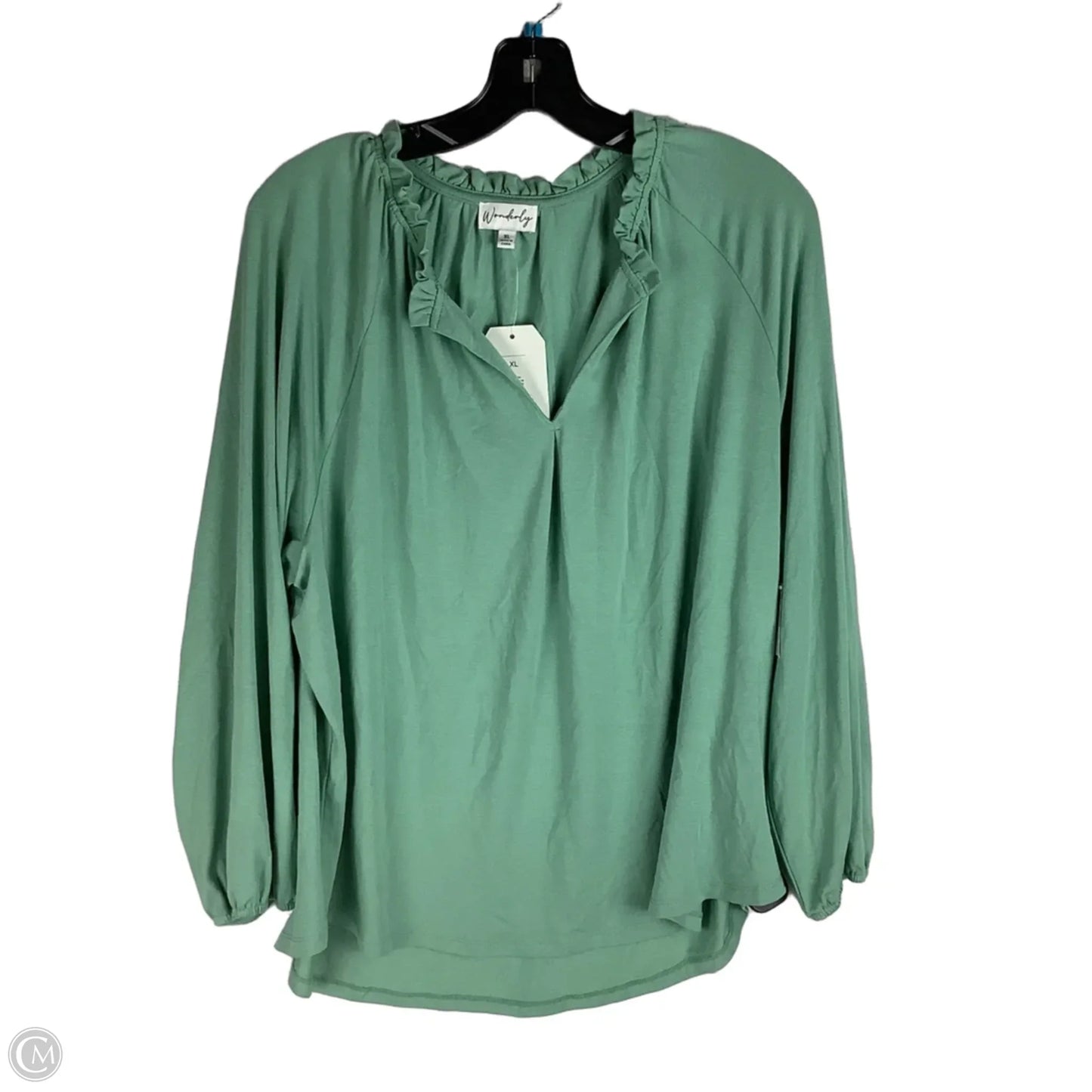 Top Long Sleeve Basic By Wonderly In Green, Size: Xl