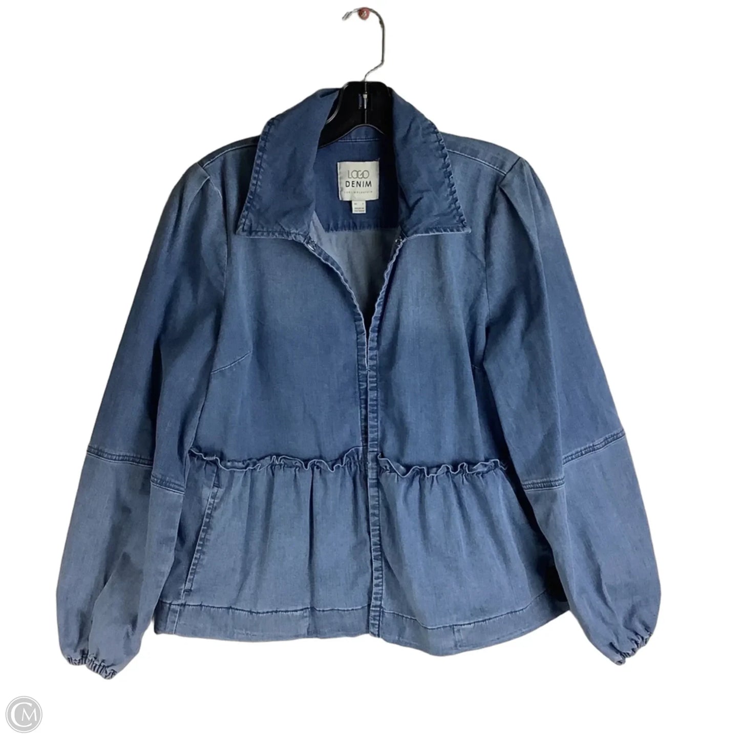 Jacket Shirt By Logo In Blue Denim, Size: S