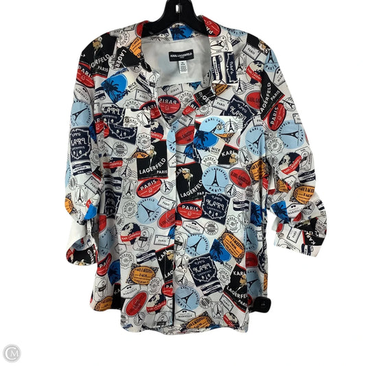 Top 3/4 Sleeve Designer By Karl Lagerfeld In Multi-colored, Size: M
