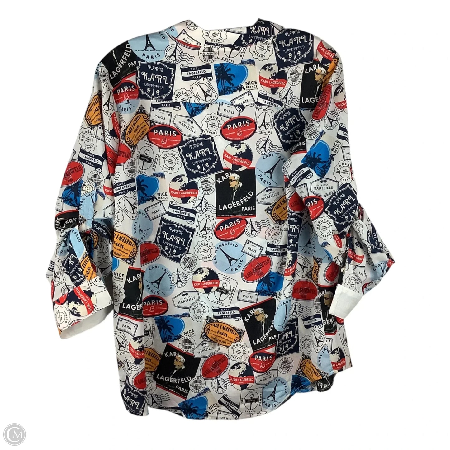 Top 3/4 Sleeve Designer By Karl Lagerfeld In Multi-colored, Size: M