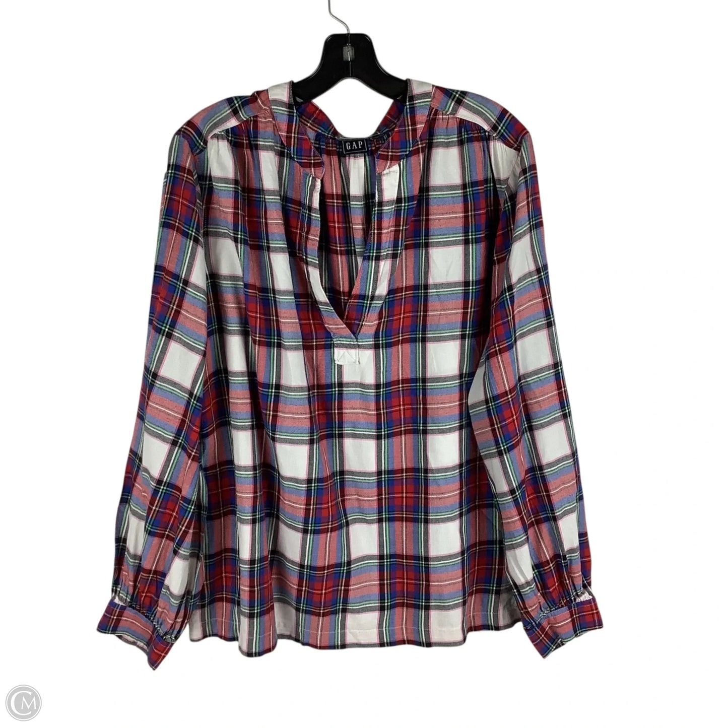 Top Long Sleeve By Gap In Plaid Pattern, Size: Xl