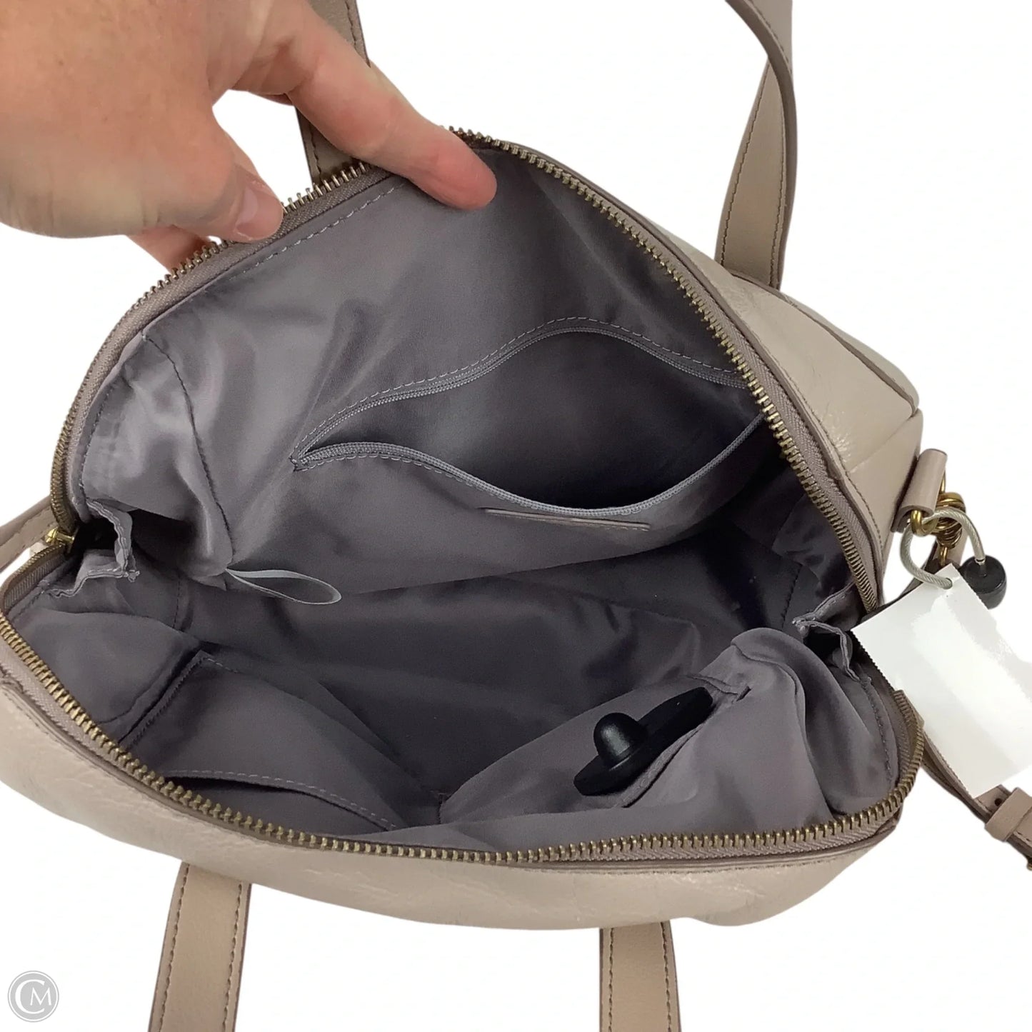 Handbag Leather By Fossil, Size: Medium