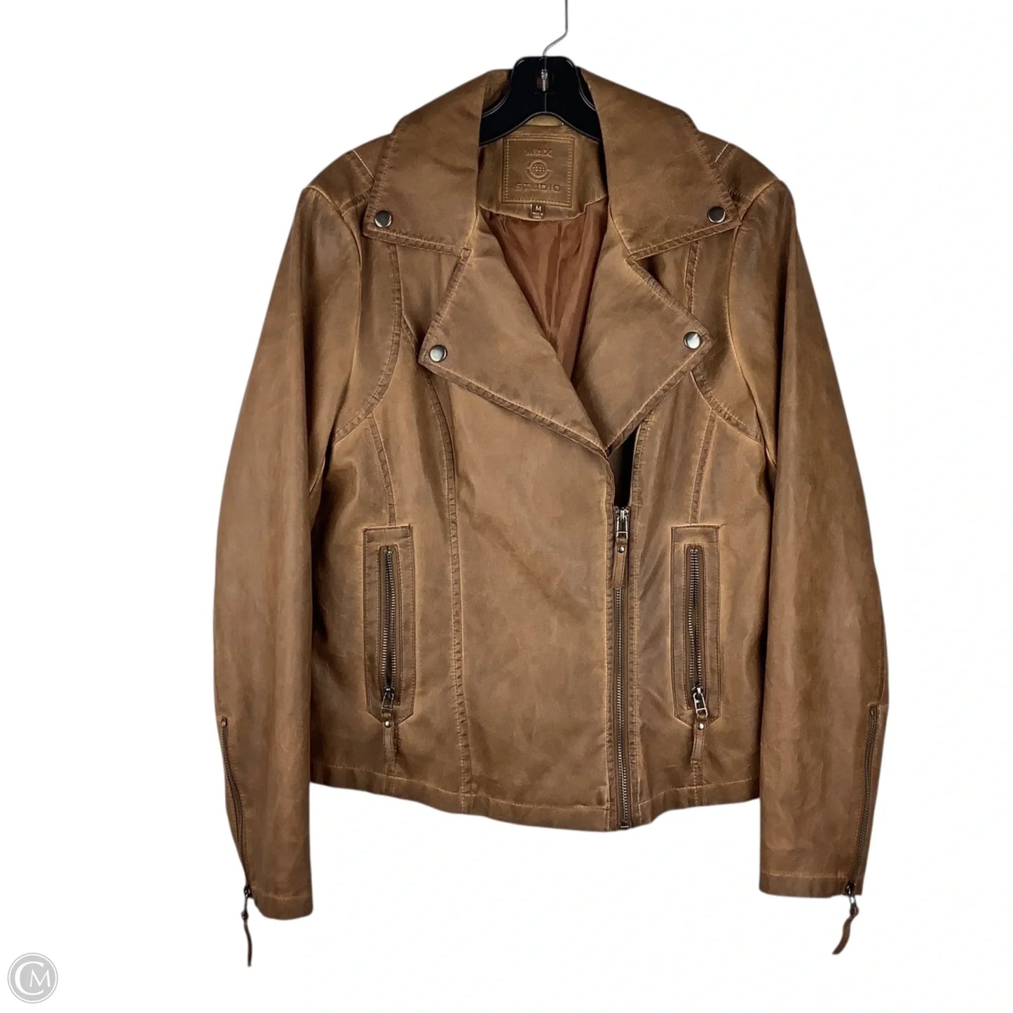 Jacket Moto By Max Studio In Brown, Size: M