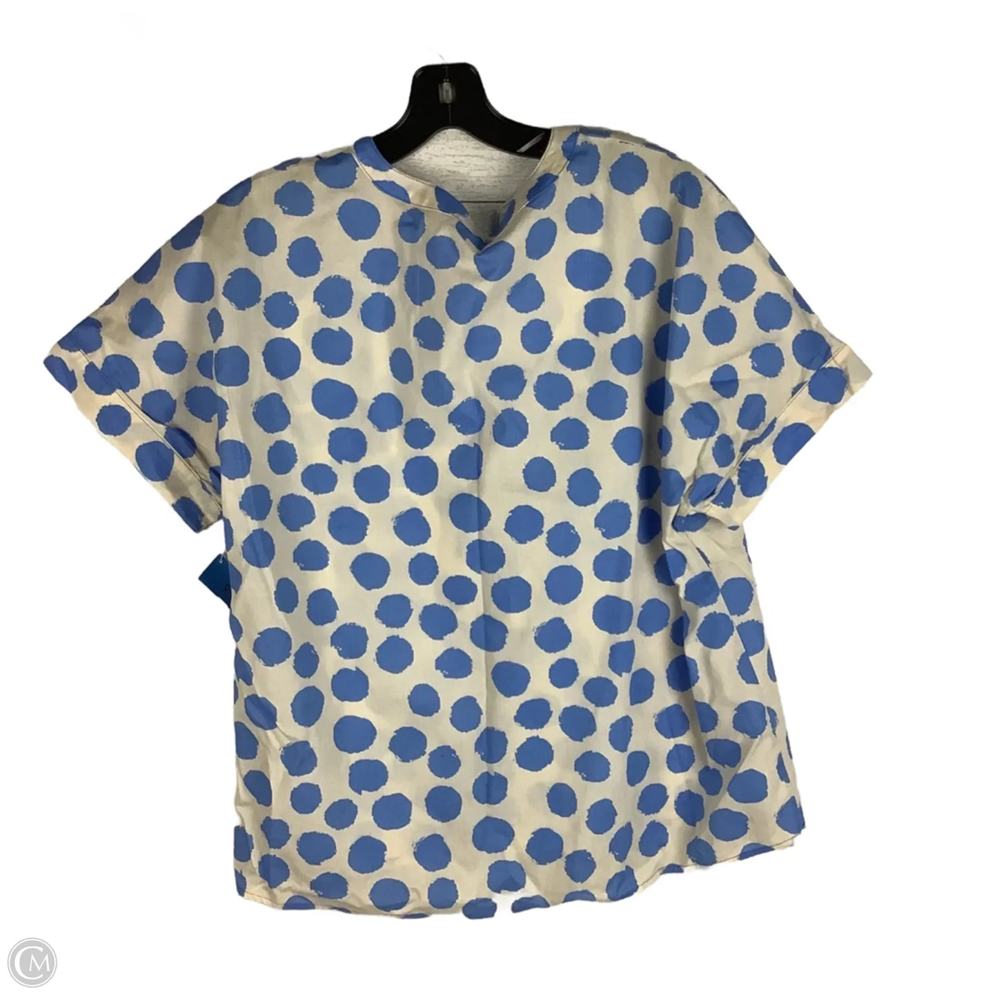 Top Short Sleeve By Jodifl In Blue & Cream, Size: L