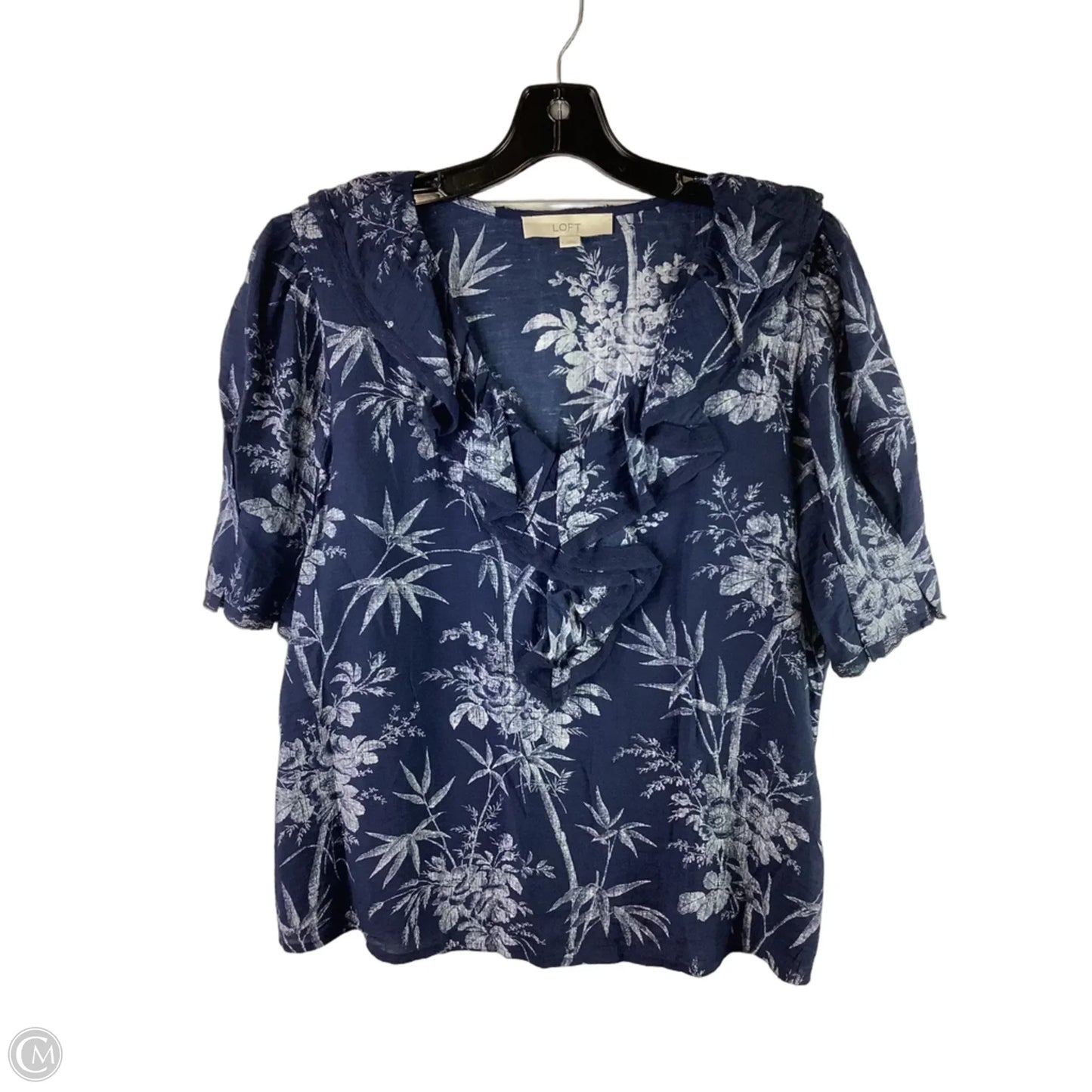 Top Short Sleeve By Loft In Blue, Size: L