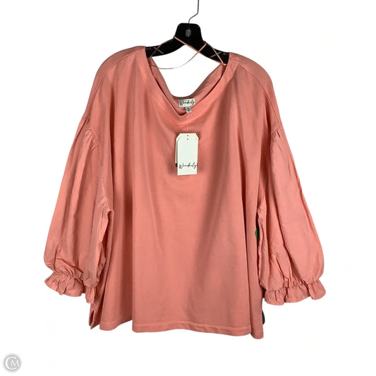 Top Long Sleeve By Wonderly In Peach, Size: 4x