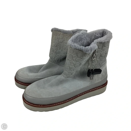 Boots Designer By Coach In Grey, Size: 9.5