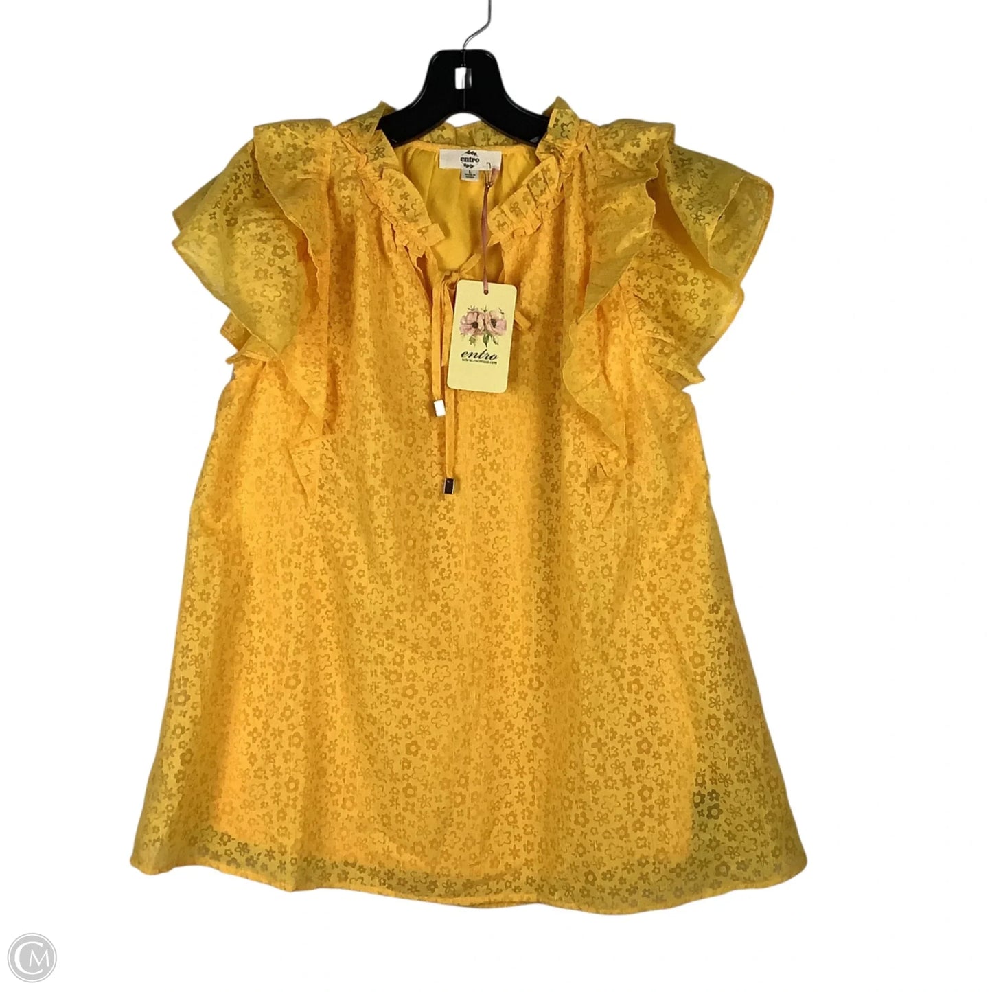 Top Short Sleeve By Entro In Yellow, Size: L