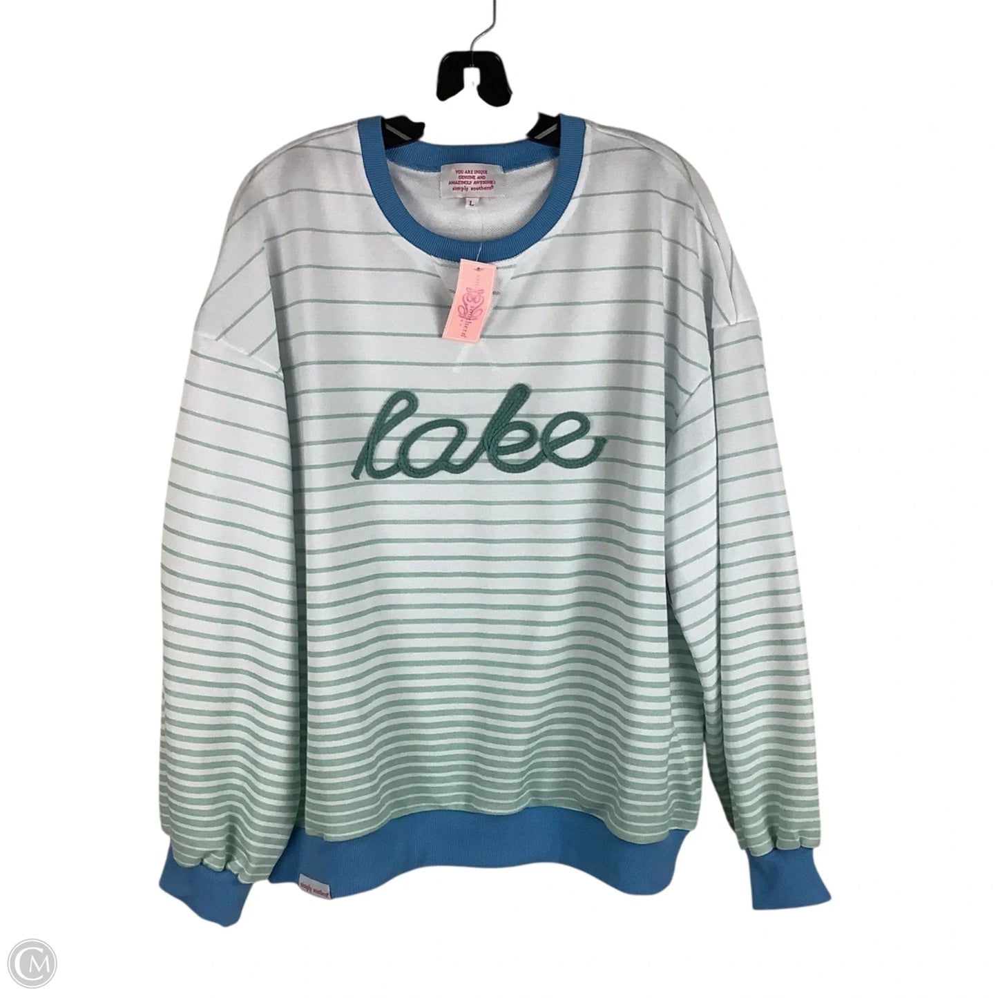 Sweatshirt Crewneck By Simply Southern In Striped Pattern, Size: L