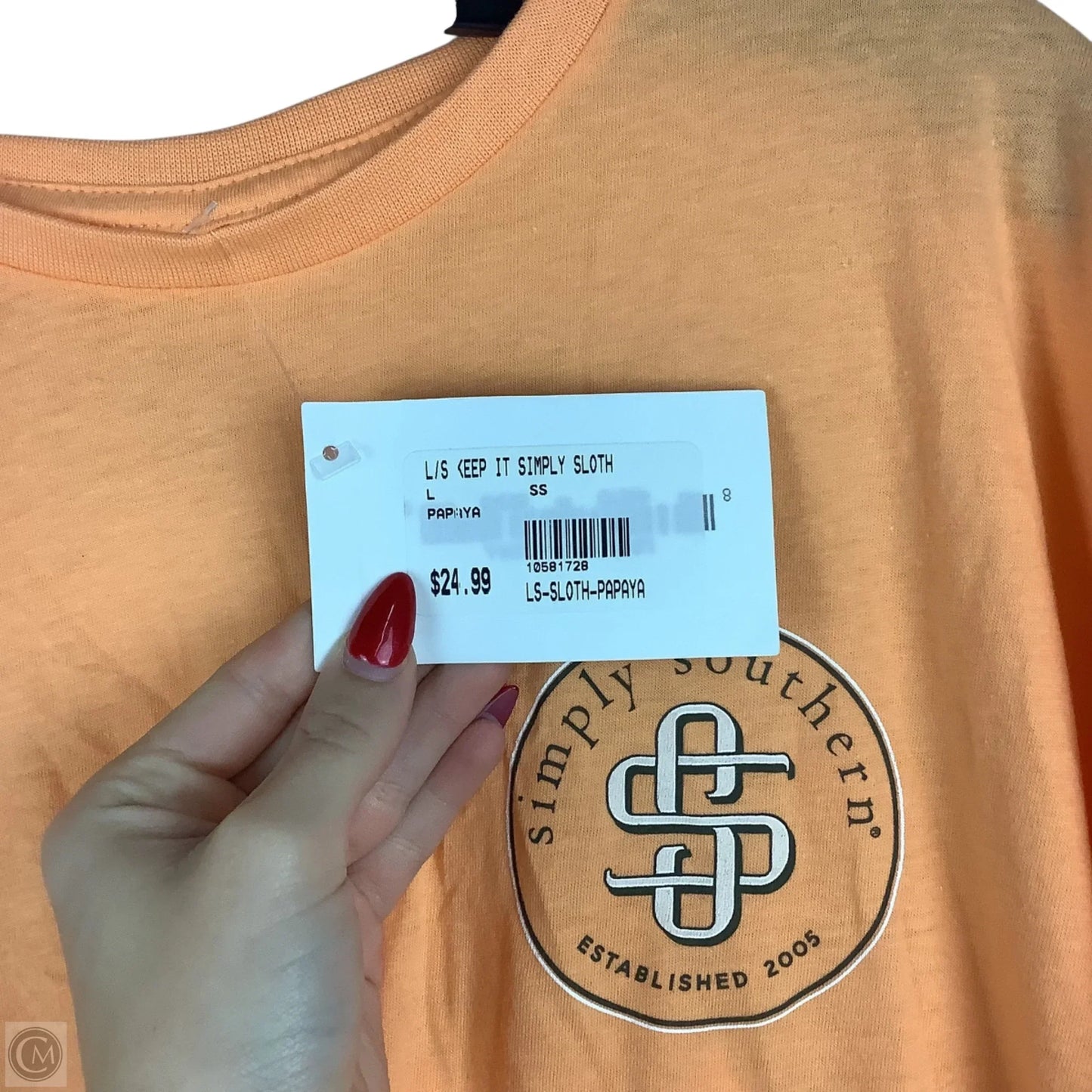 Top Long Sleeve By Simply Southern In Orange, Size: L