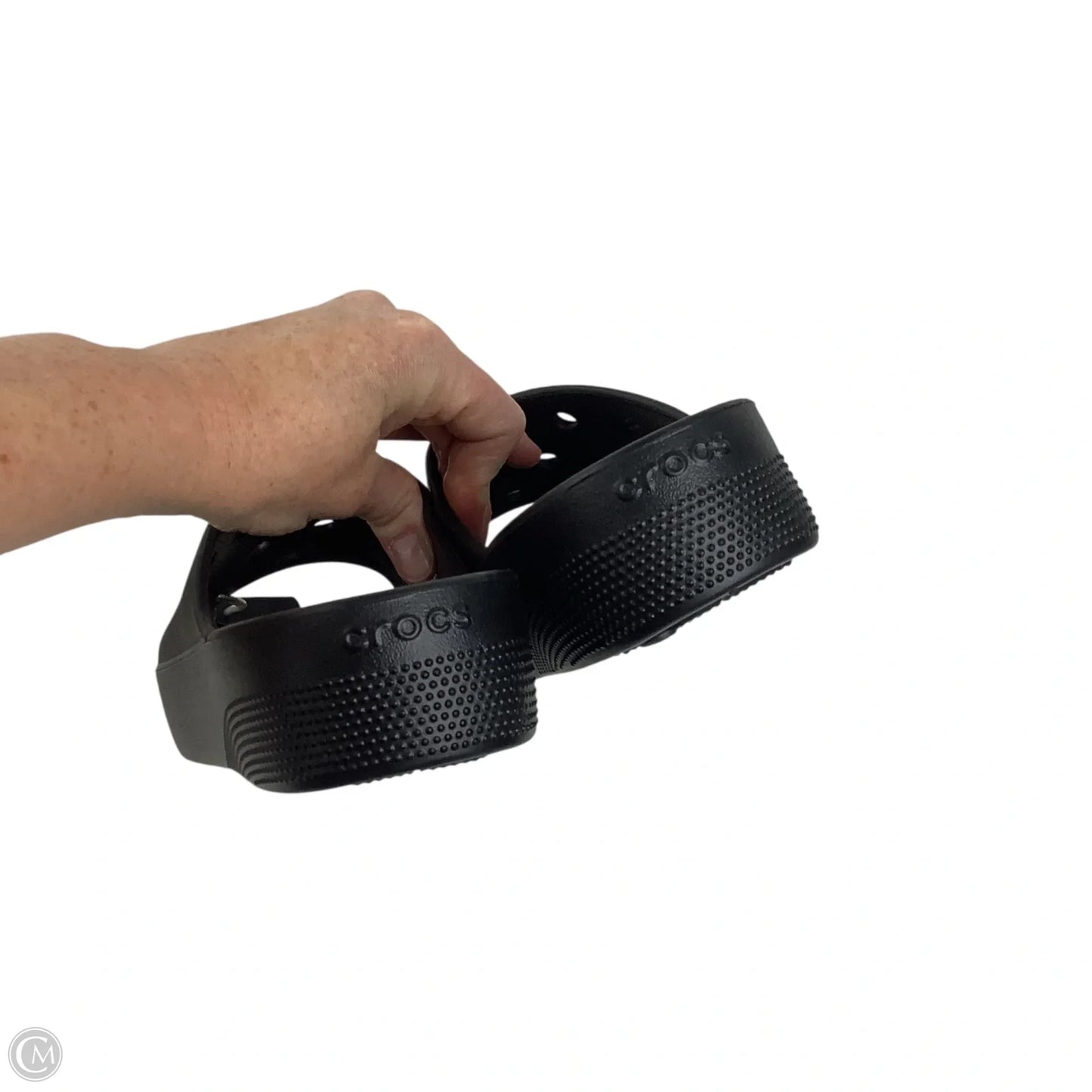 Shoes Flats By Crocs In Black, Size: 9