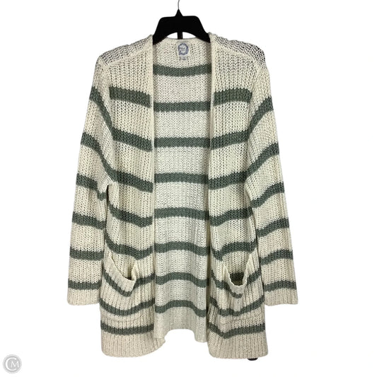 Sweater Cardigan By Blue Rain In Blue & Cream, Size: S