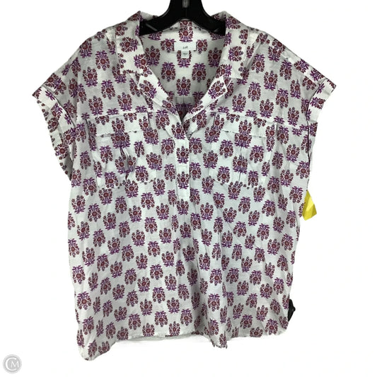 Top Short Sleeve By J. Jill In Purple & White, Size: L