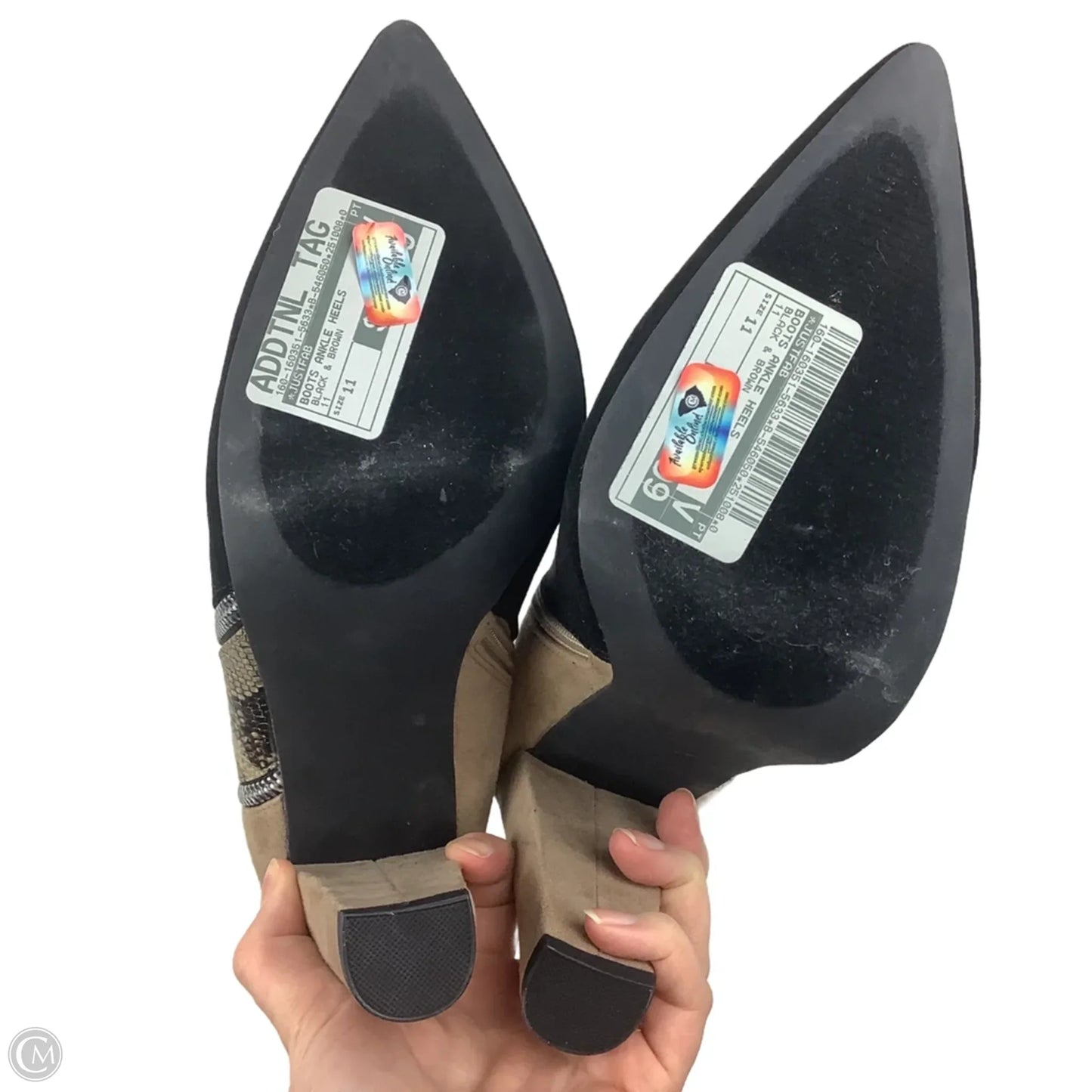 Boots Ankle Heels By Justfab In Black & Brown, Size: 11