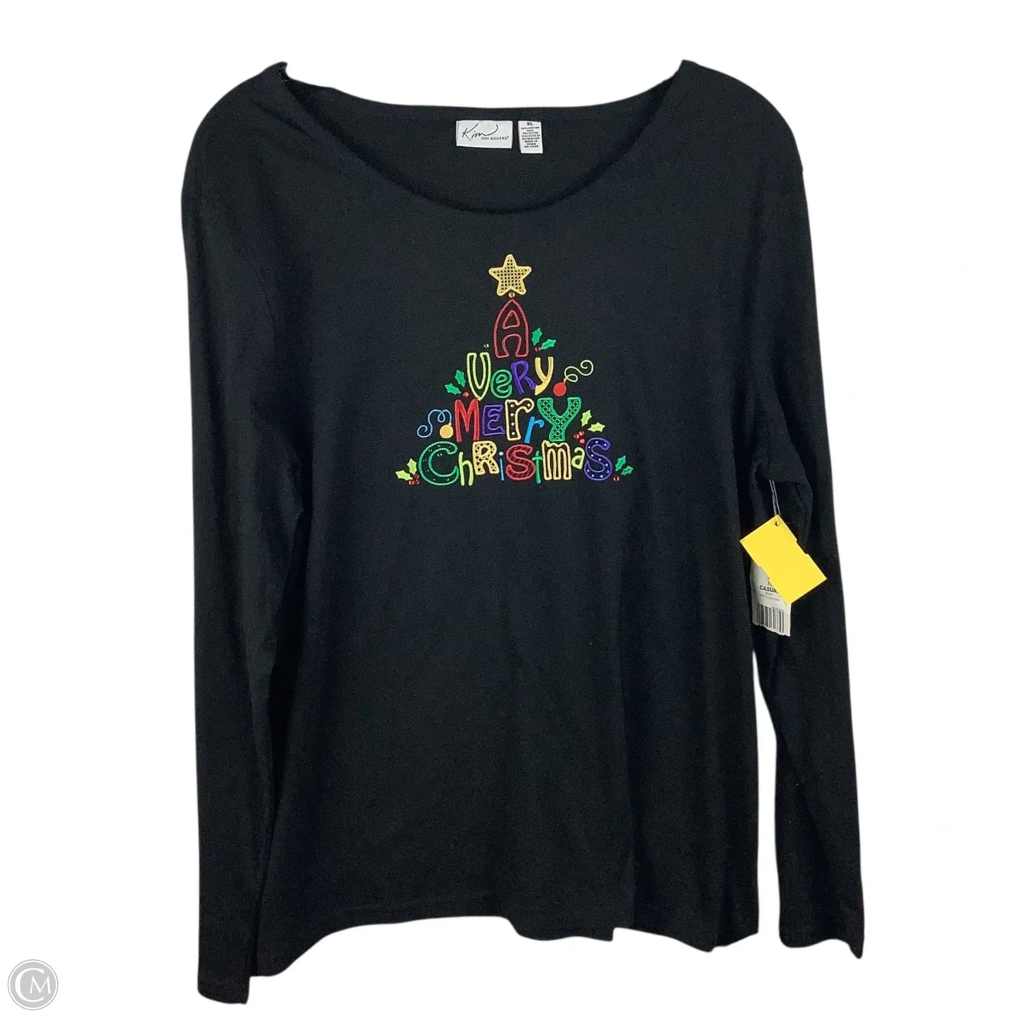 Top Long Sleeve By Kim Rogers In Black, Size: Xl