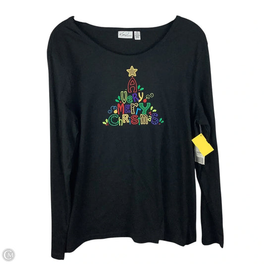 Top Long Sleeve By Kim Rogers In Black, Size: Xl