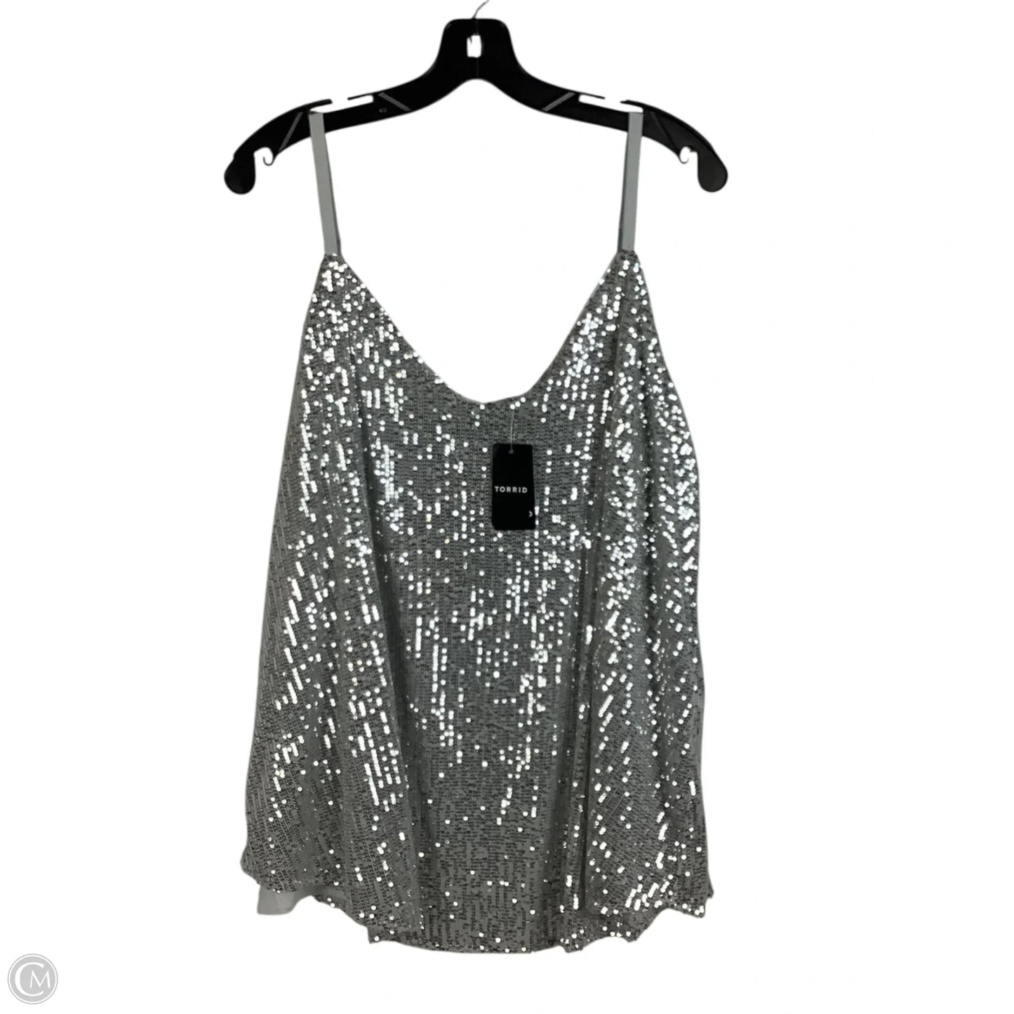 Top Sleeveless By Torrid In Silver, Size: 1x