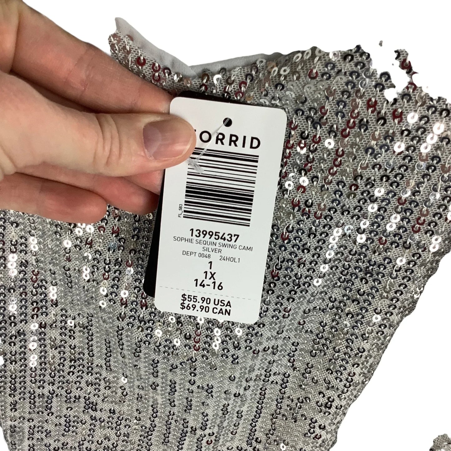 Top Sleeveless By Torrid In Silver, Size: 1x